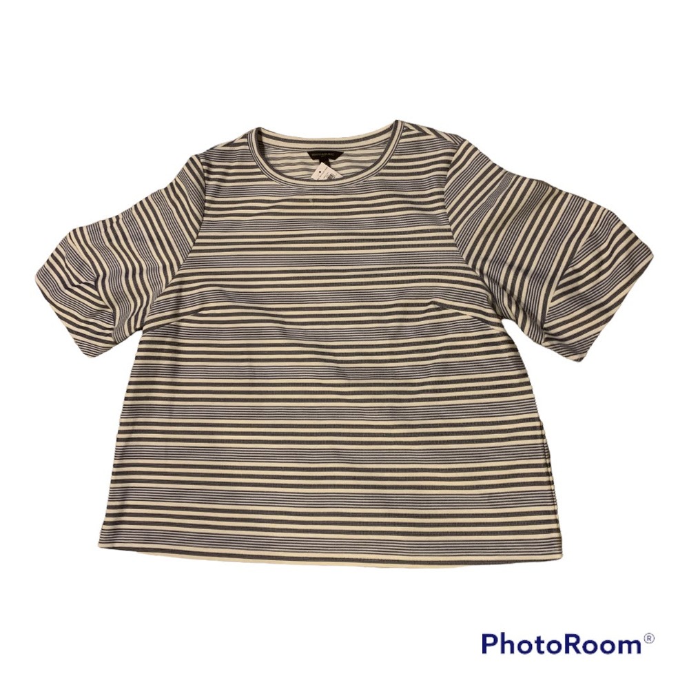 Banana Republic XL Blue White Striped Top Bell Sleeve Blouse Career Work Casual